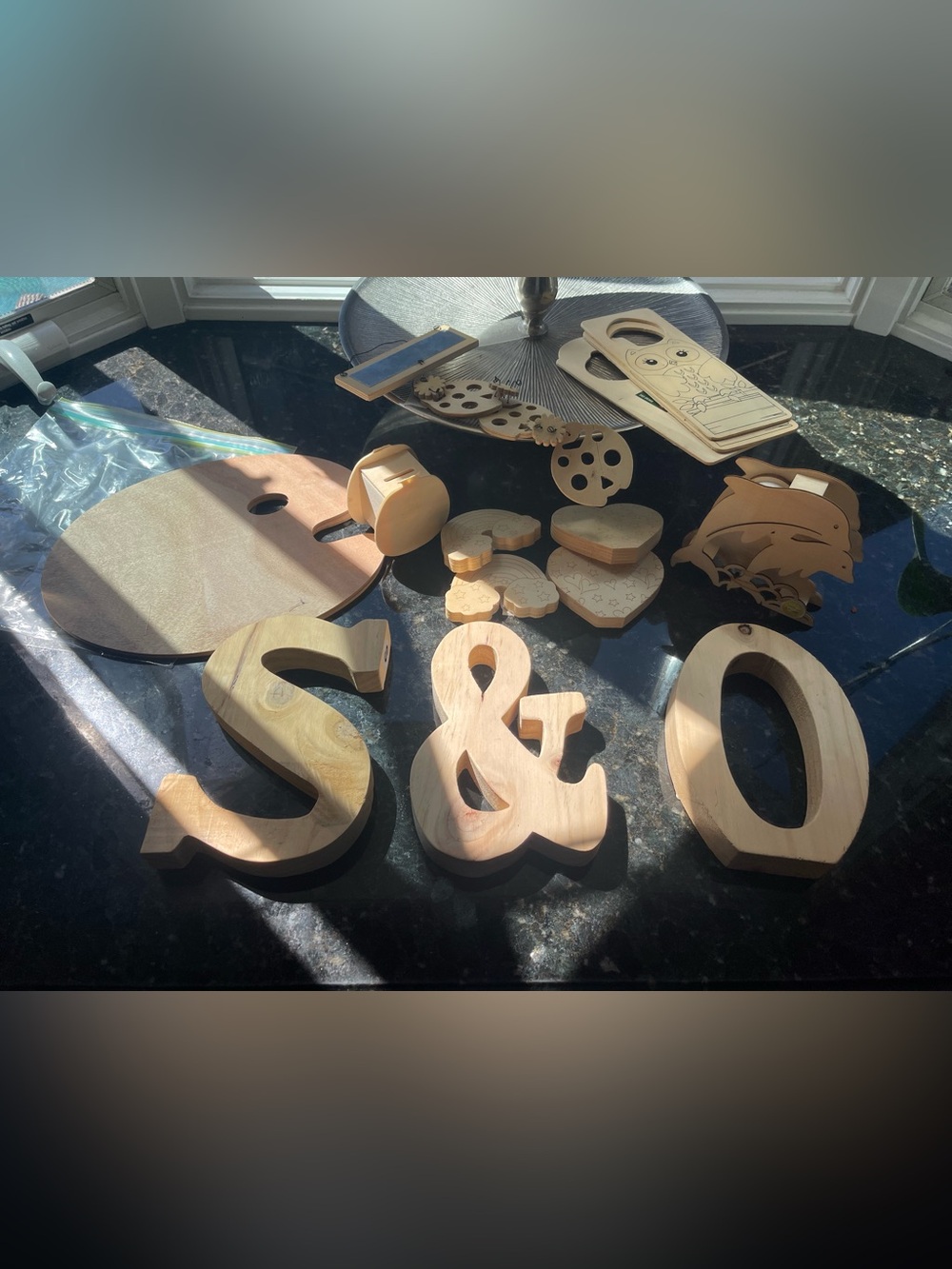 Wooden Decorative Letters S & O with Assorted Wood Cutouts craft projects